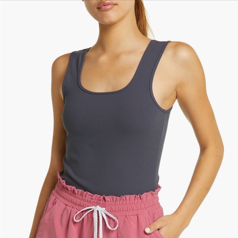 NWOT Zella Lived in square neck ribbed stretch tank size Small